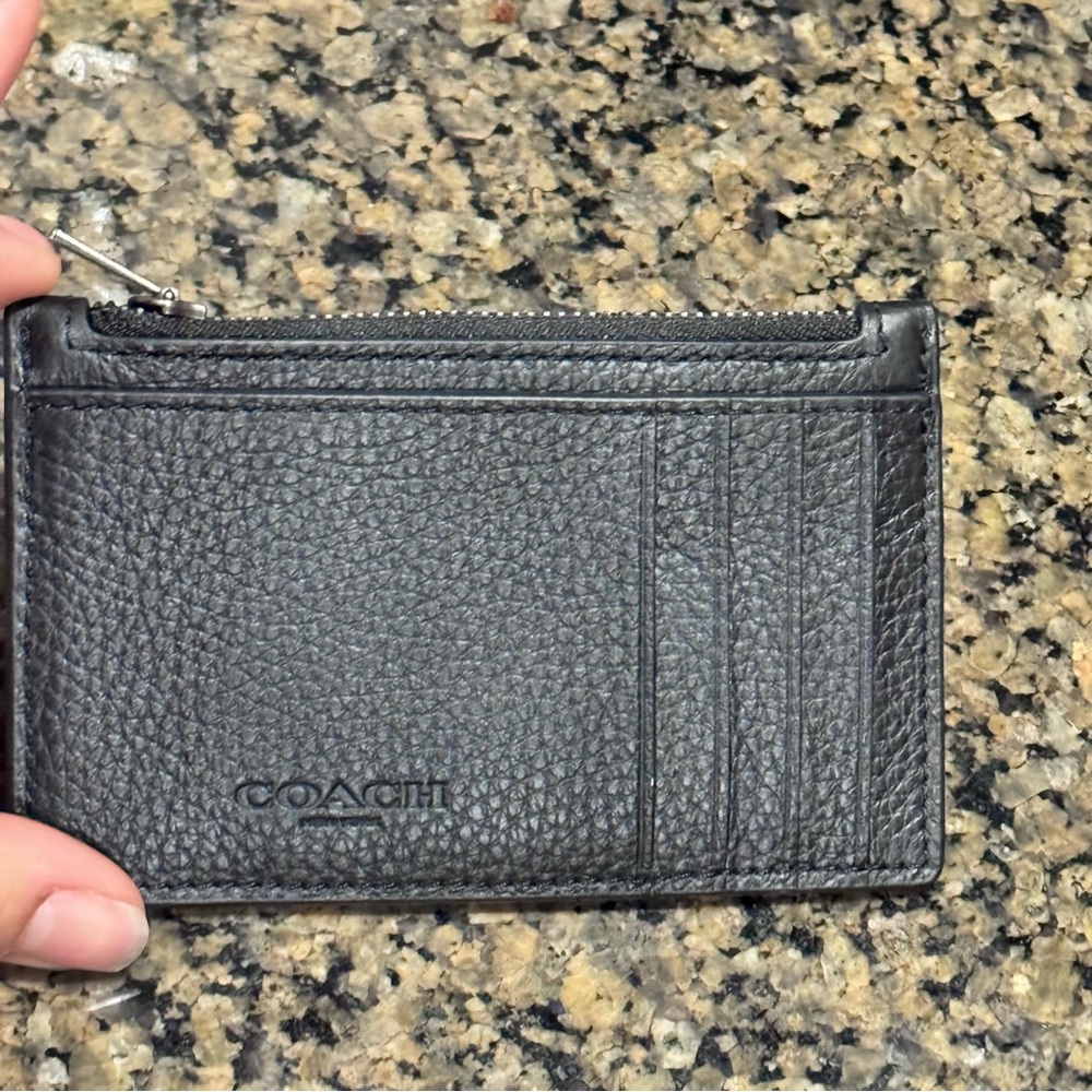 Cosmic Coach Zip Card Case With Rocket Print Black Leather Zip pocket New - Picture 5 of 8